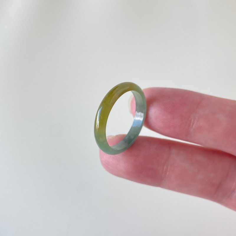 冰蓝水飘秋香黄玉戒 | 天然危地马拉玉A货翡翠 - 戒指 - 玉石 绿色