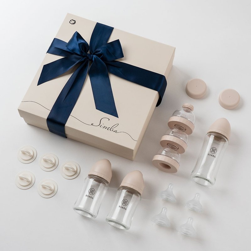【Simba小狮王辛巴】蕴蜜质金玻璃宽口奶瓶新生经典礼盒/弥月礼盒 - 满月礼盒 - 其他材质 卡其色