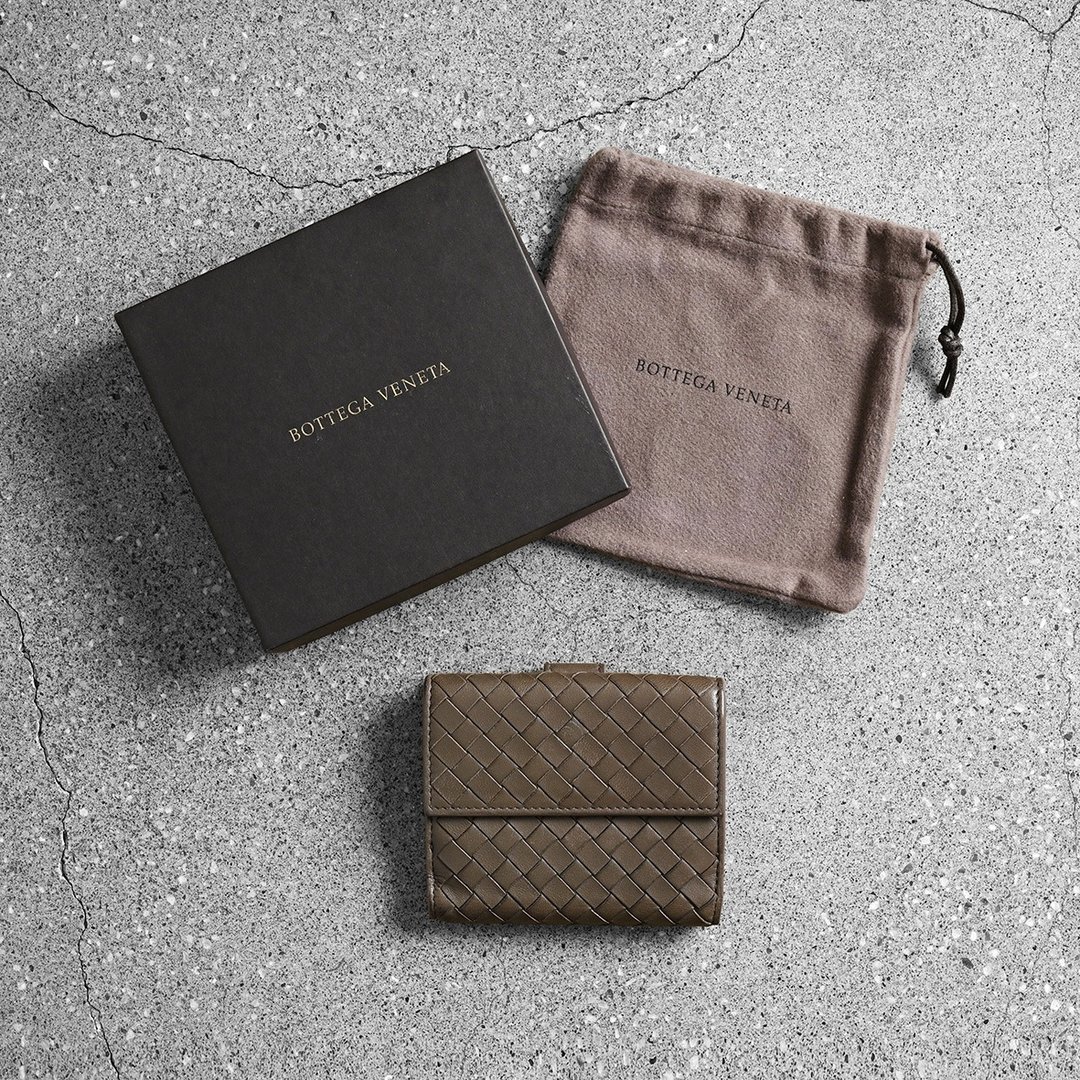 Bottega Veneta古董短夹 / 古董皮夹、古董钱包、古董精品、二手 - 皮夹/钱包 - 真皮 灰色