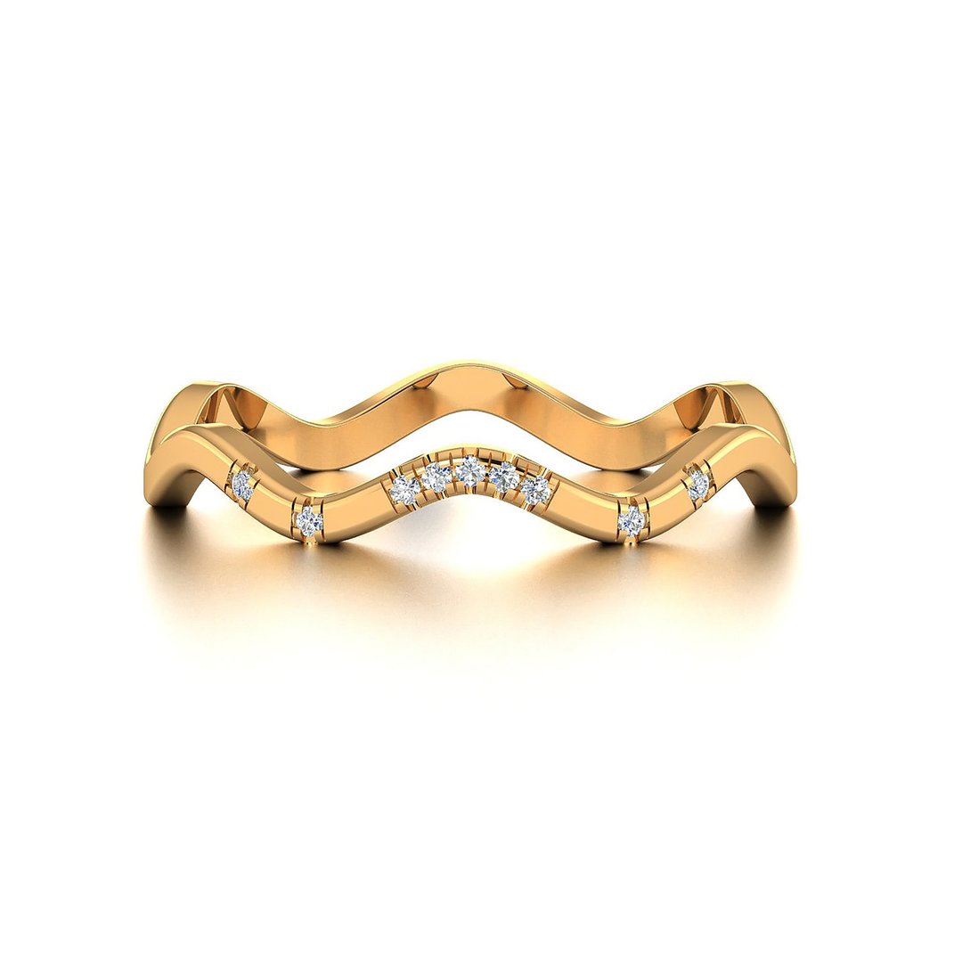 【PurpleMay Jewellery】18k金波浪形 钻戒 对戒 - R042 - 戒指 - 钻石 透明