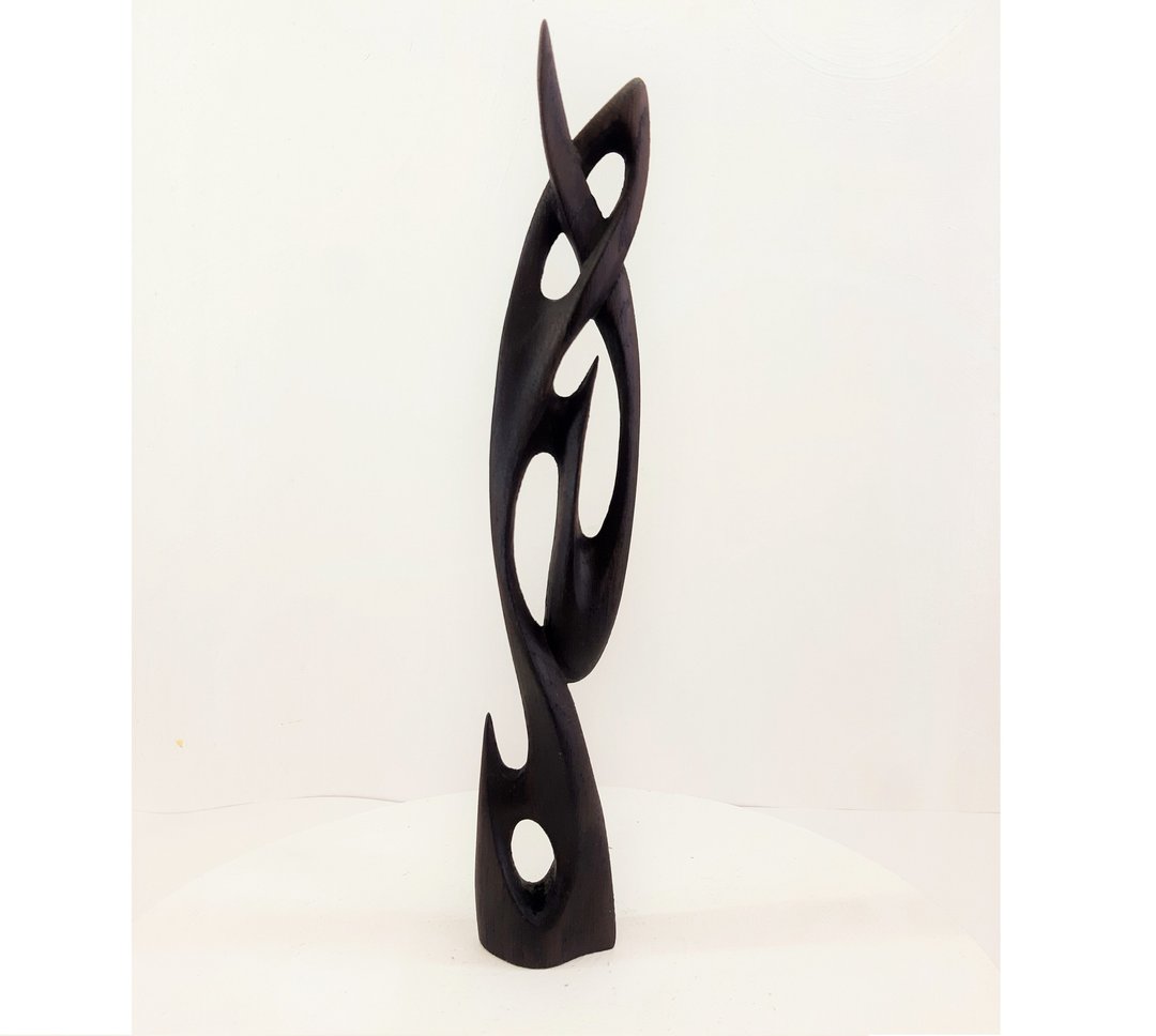 Vision. Abstract figurine,height  31 cm,  hand carved wood sculpture - 玩偶/公仔 - 木头 黑色