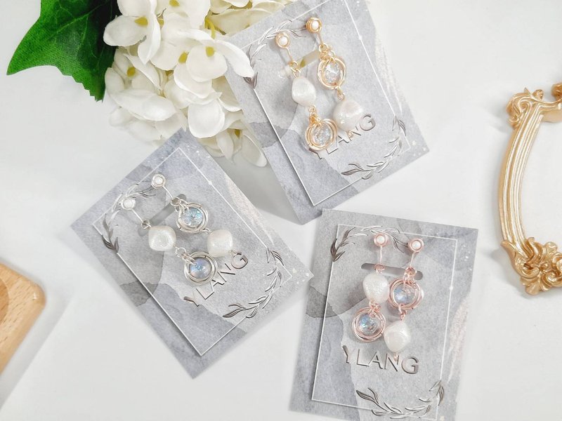YLANG【恋石】不对称系列Swarovski/艺术铜线(手工无痛耳夹/耳勾 - 耳环/耳夹 - 其他金属 多色