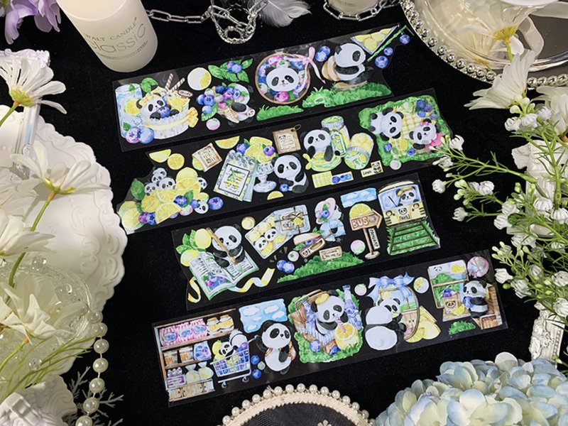 熊猫柠檬 PET 纸胶带 鐳射銀 特殊工藝 - 纸胶带 - 塑料 多色