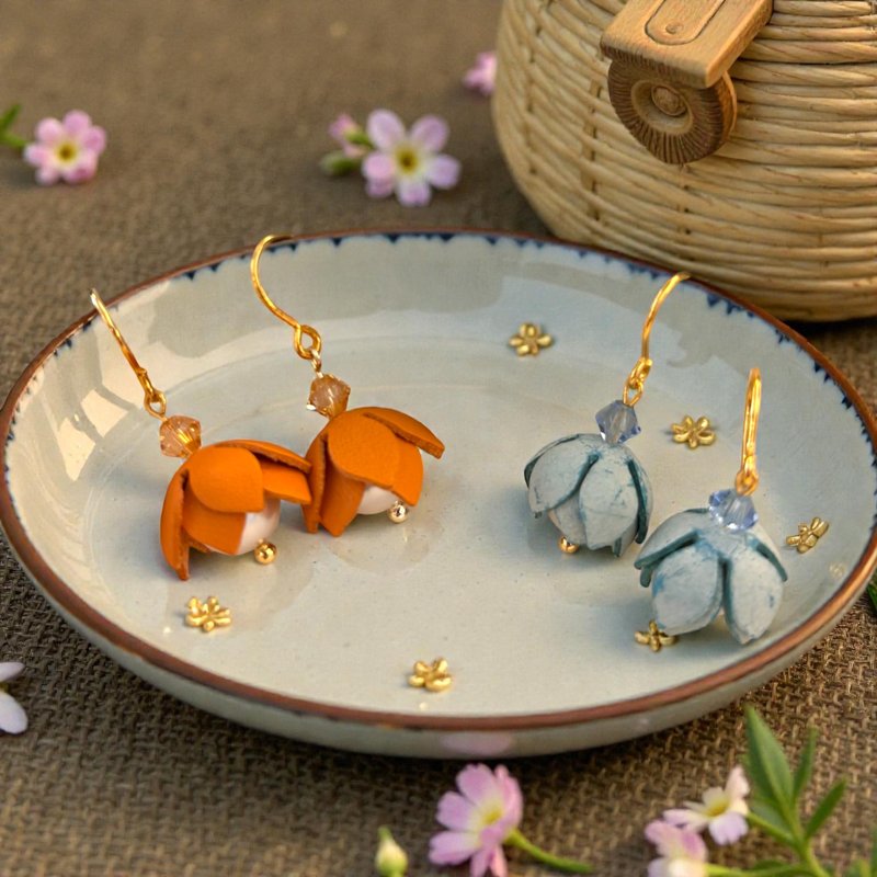 皮革花耳环 风铃花耳环 - 摆饰 - 真皮 多色