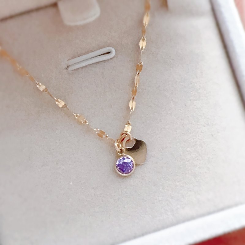 【14Kgf 不褪色】紫晶锆石 微光心语项链 不褪色 低敏 - 项链 - 贵金属 金色