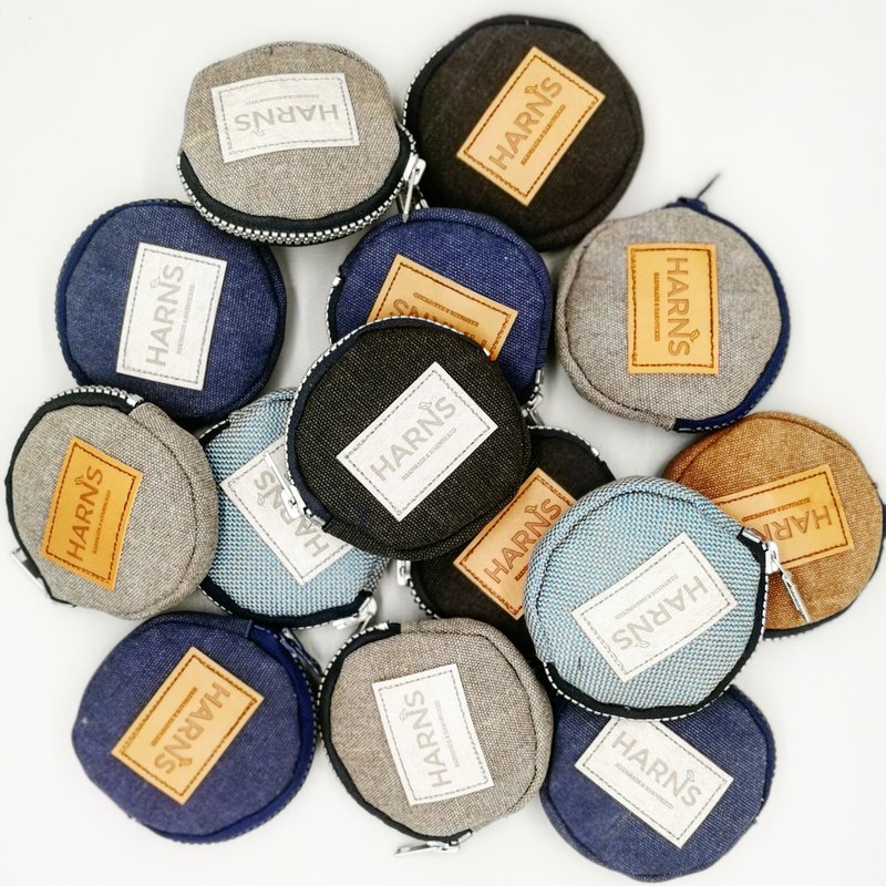HARNS零钱包/耳机收纳/小型充电器电线收纳 - 零钱包 - 棉．麻 黑色