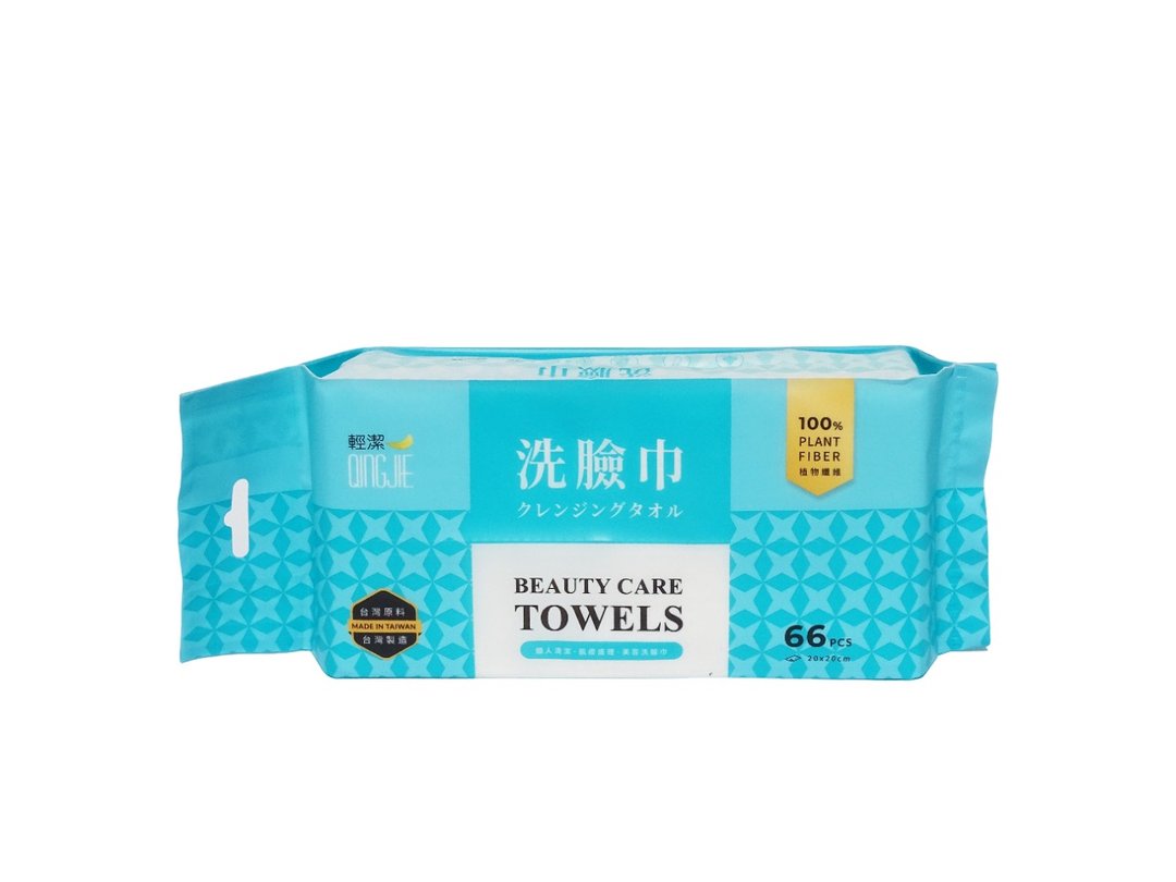 轻洁QingJie洗脸巾/护理巾－抽取包66抽/单入 - 脸部清洁/卸妆用品 - 棉 白色