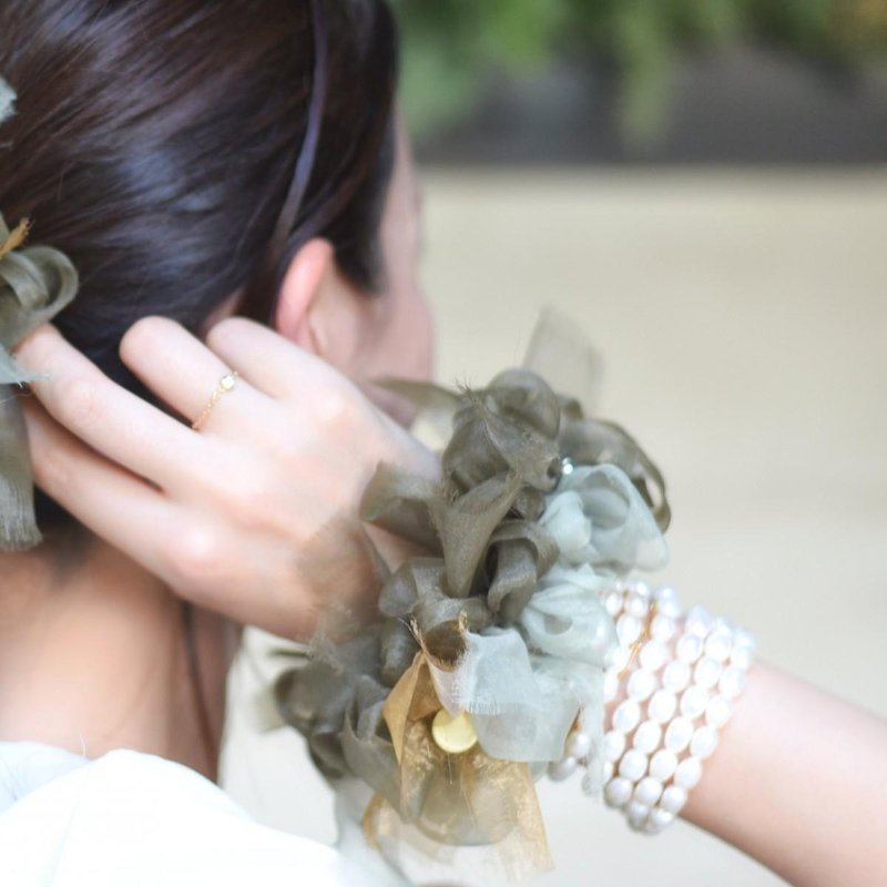 抹茶 || 彩色花漾编织发圈 || 发饰 / 细发圈 / hair accessories - 发饰 - 其他材质 绿色