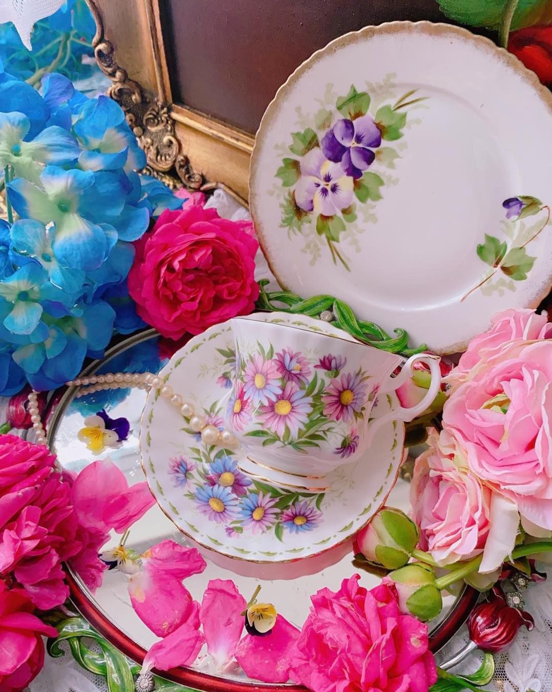 英国骨瓷皇家阿尔巴特Royal Albert 月份杯 九月雏菊花茶杯咖啡杯 - 茶具/茶杯 - 瓷 多色