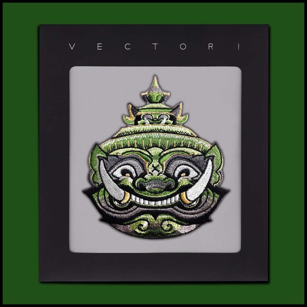 TOSSAKAN 龙纹布贴 - 贴纸 - 绣线 绿色