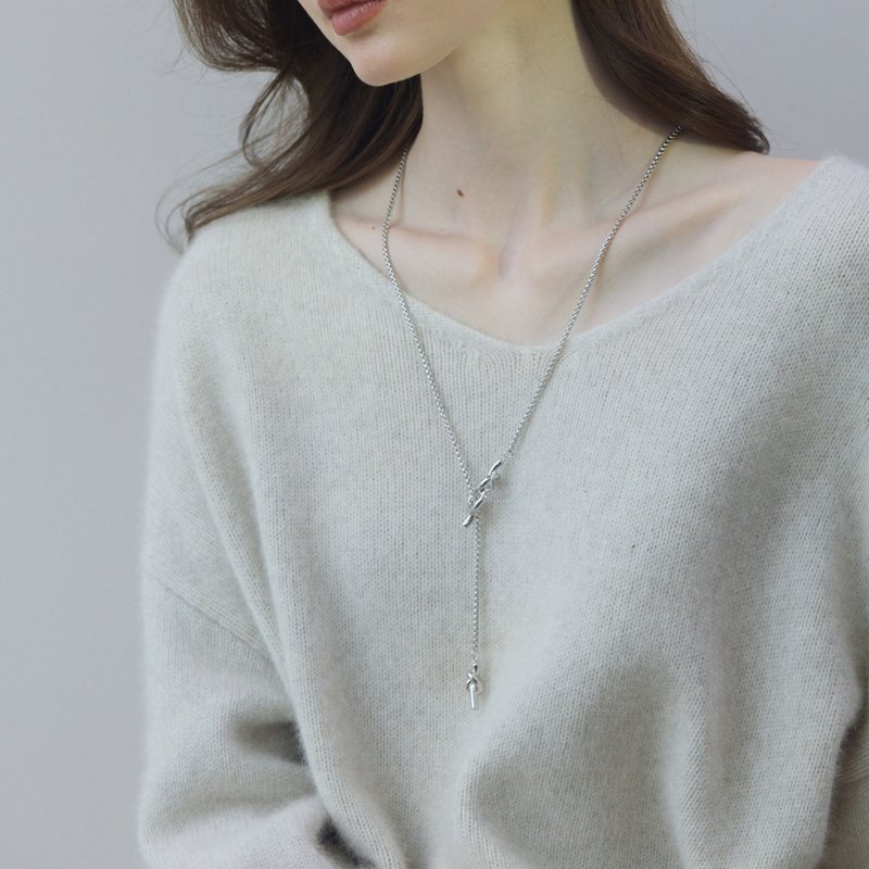 长流苏拉链设计项链 - 项链 - 银 银色