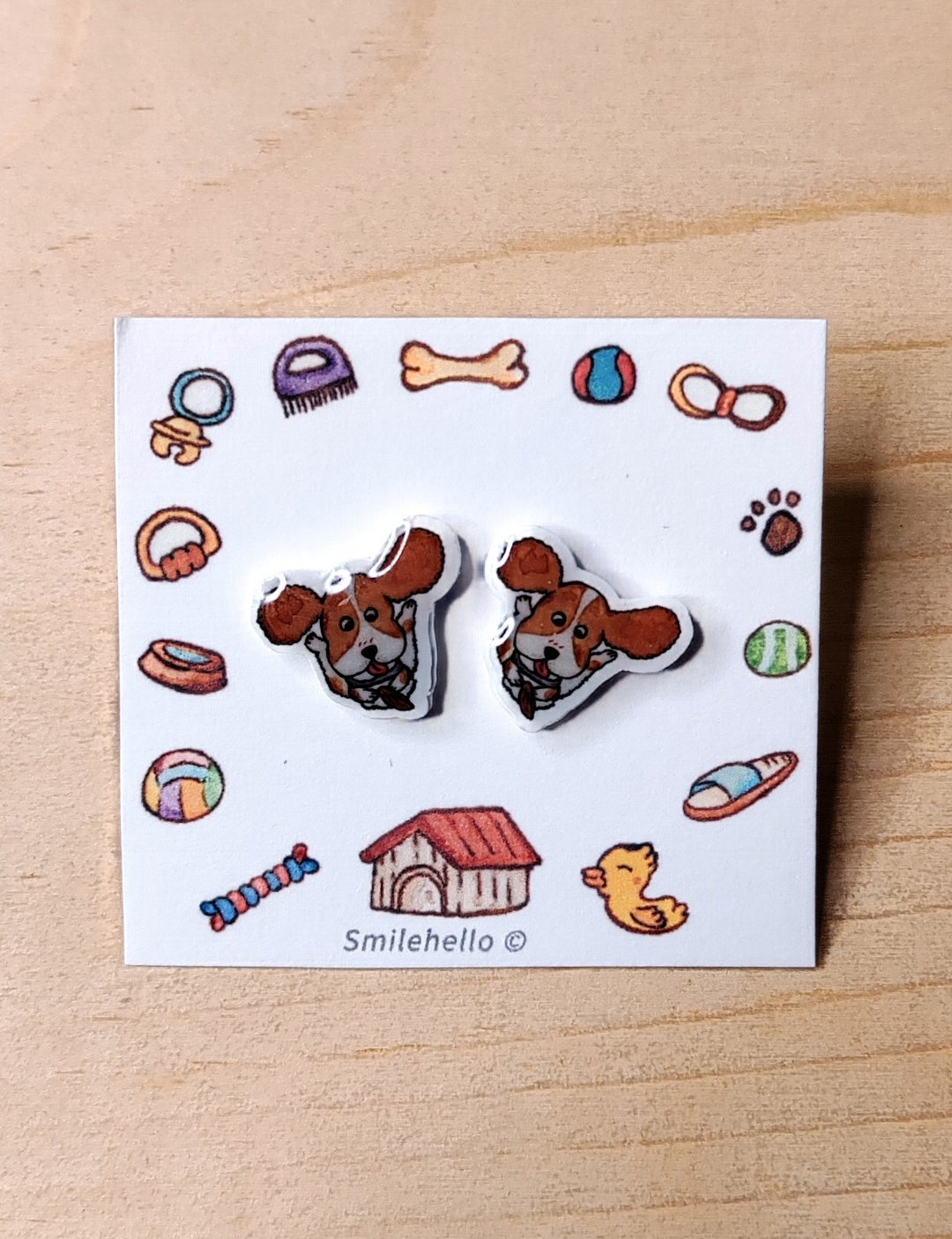耳针/耳夹/耳环 手工制作 查理斯王骑士犬 - 一对 - 耳环/耳夹 - 其他材质 多色