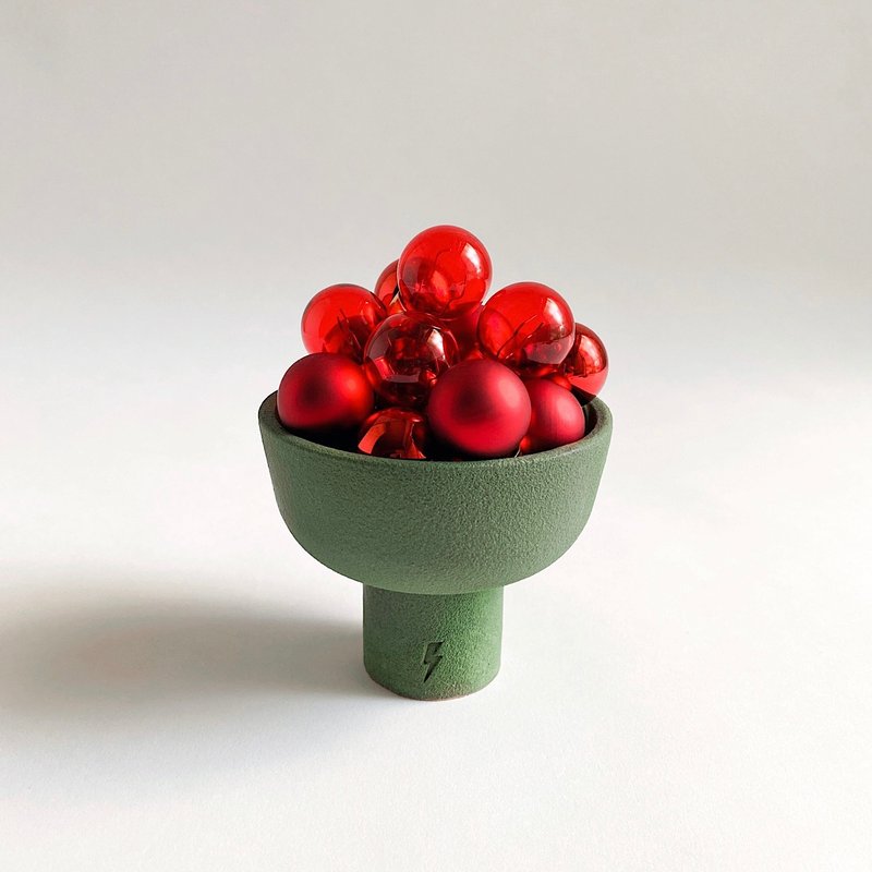 绿釉高脚浅钵(雾面) - 花瓶/陶器 - 陶 绿色