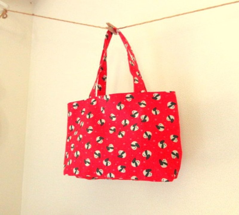 熊猫小手提包红 - 手提包/手提袋 - 棉．麻 