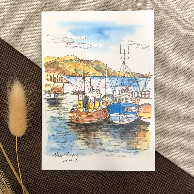 渔船港口/明信片 - 卡片/明信片 - 纸 