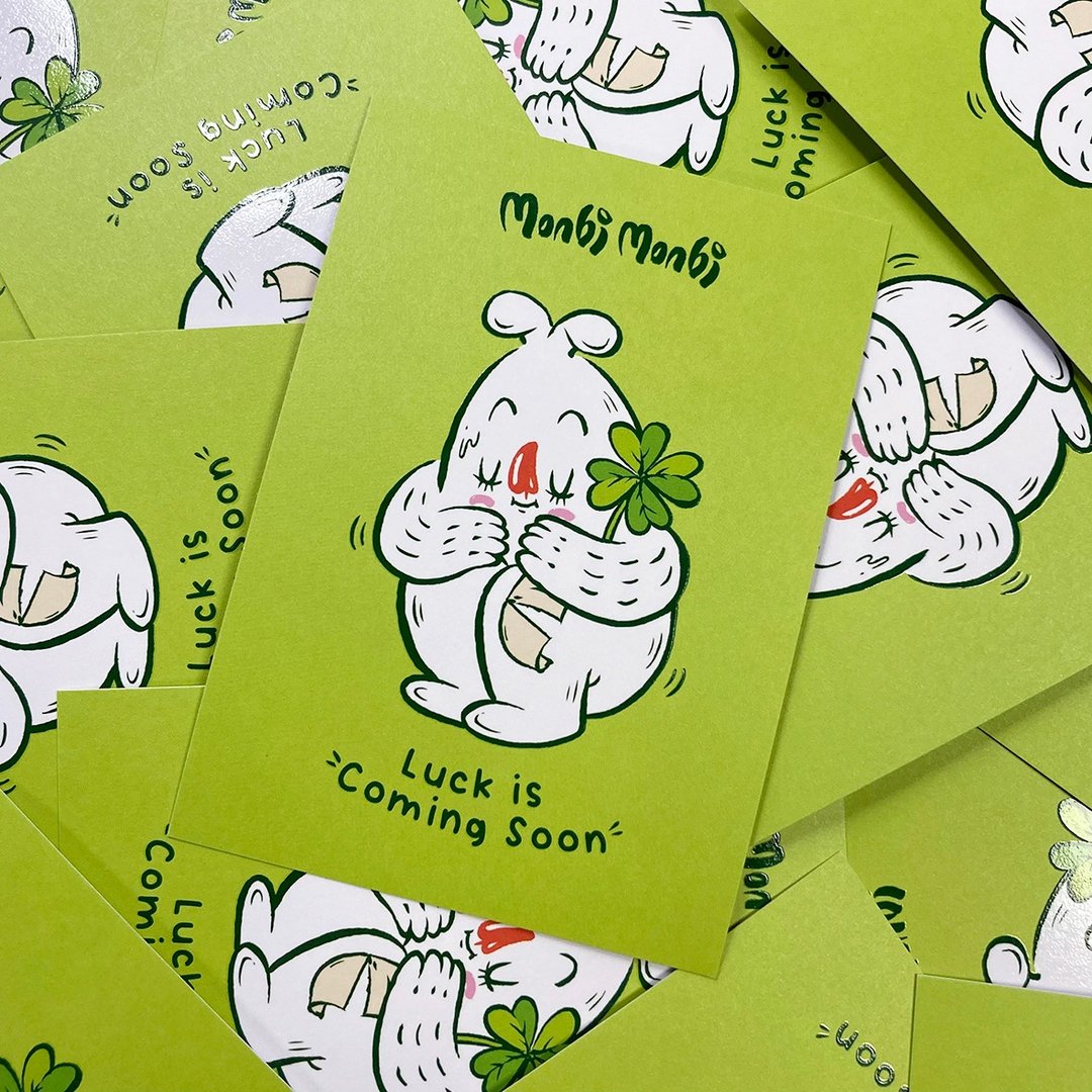 Monbi - Luck Is Coming Soon 明信片 - 卡片/明信片 - 纸 绿色