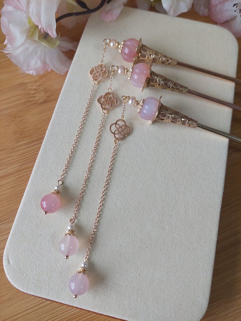 拢云阁－玉落　　古典风格发簪步摇饰品 - 发饰 - 玉石 粉红色