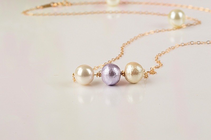 【亭亭玉立】14K包金项链简约锁骨珍珠链 生日 礼物 - 项链 - 其他金属 多色