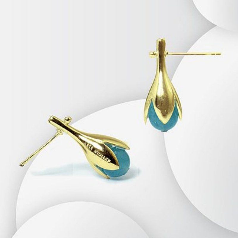 Silver earrings, Aquamarine earrings ,Lucky stone , stud earrings - 耳环/耳夹 - 纯银 