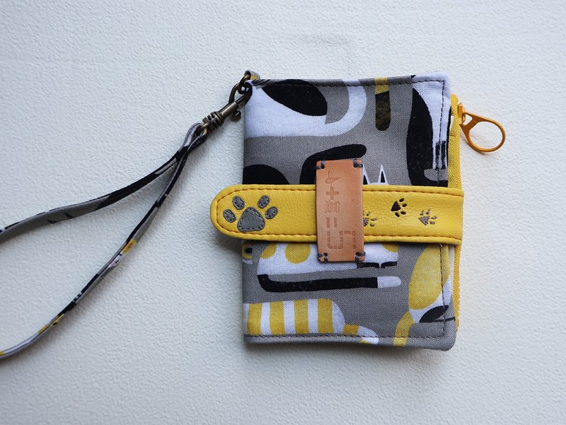【fabric wallet】魔法脚印  布短夹/中短夹 - 皮夹/钱包 - 棉 灰色
