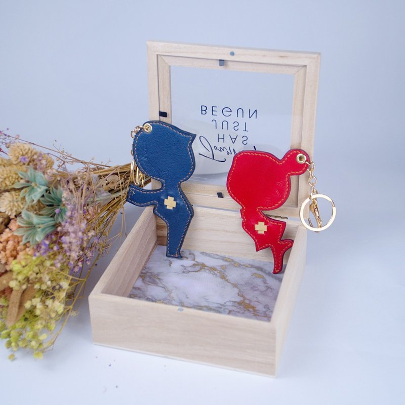 【情人节限定】【定制化刻字】编入你心~情侣皮革吊饰钥匙圈 - 吊饰 - 真皮 