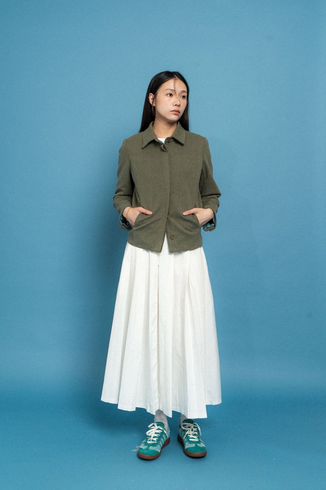 绿条纹西装外套 Green Stripe-pattern blazer - 女装西装外套/风衣 - 其他材质 绿色