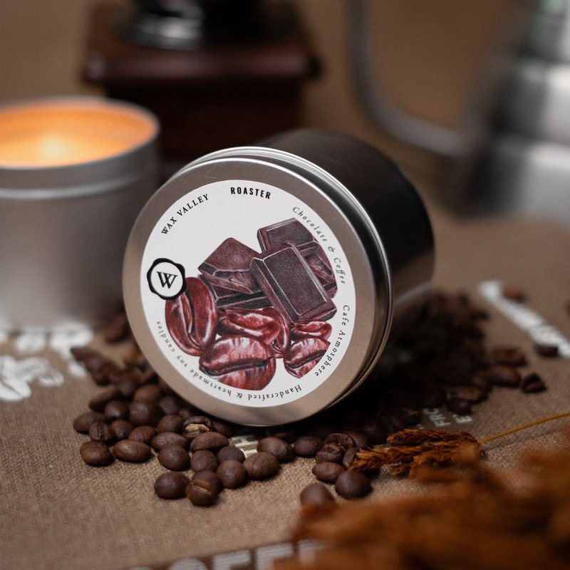 Soy Candle Roaster Blend Portable Tin - Coffee & Chocolate - 蜡烛/烛台 - 其他材质 银色