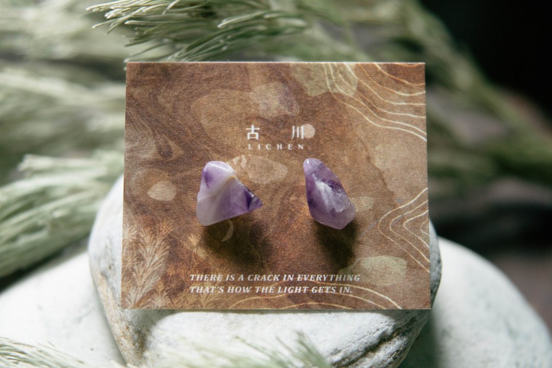 CRACK | 矿物系耳环 |  EARRINGS - 耳环/耳夹 - 水晶 紫色