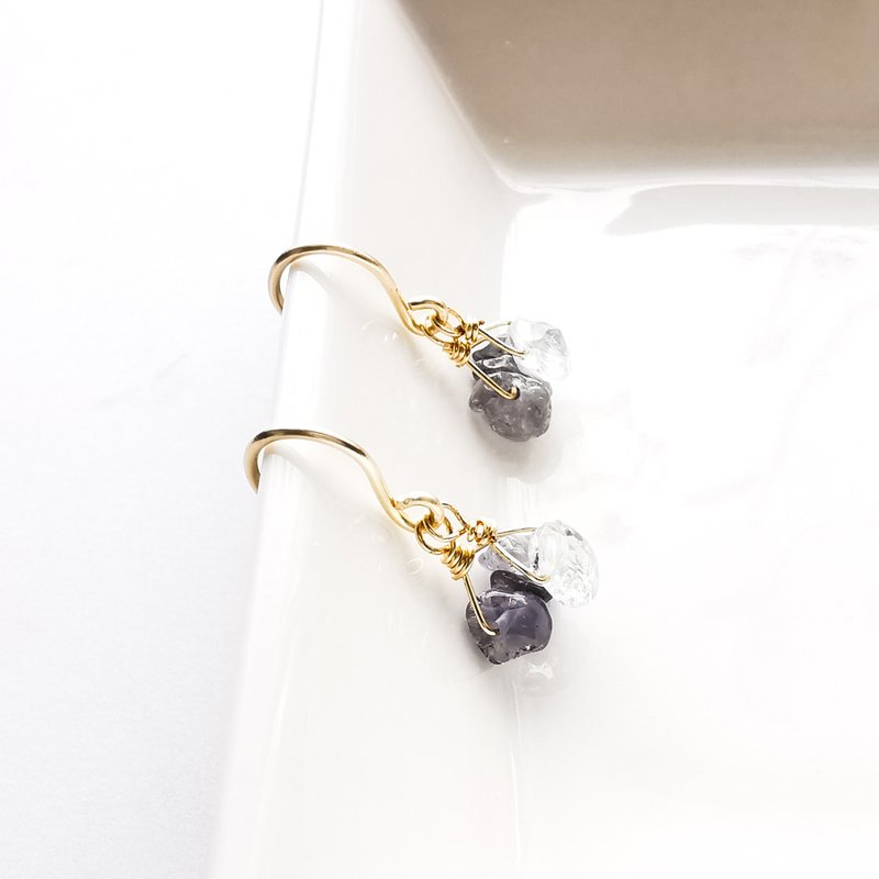 Iolite and Aquamarine Earrings - 耳环/耳夹 - 半宝石 蓝色