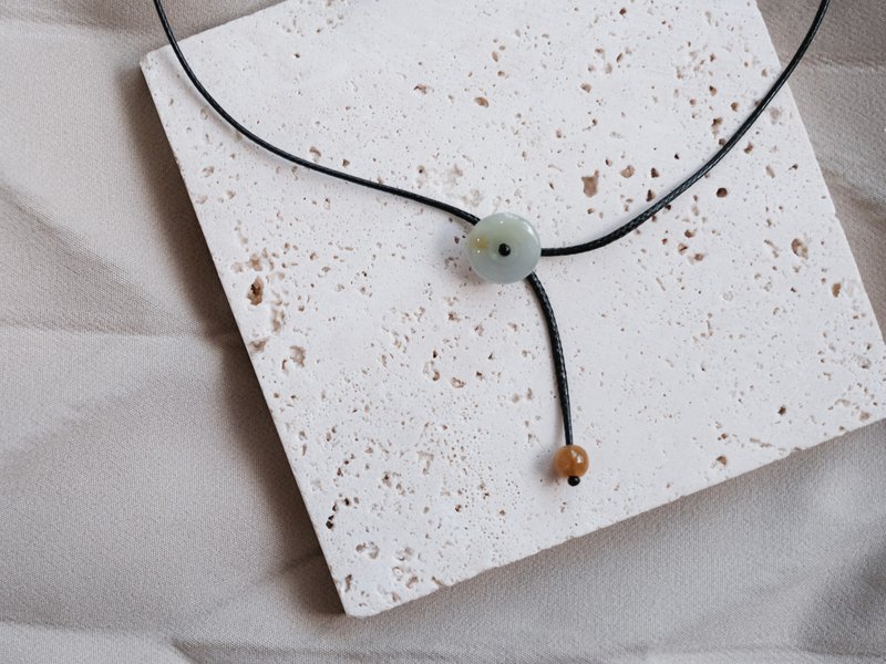 平安扣天然翡翠结绳项链・缅甸玉 ・天然石 - 项链 - 玉石 