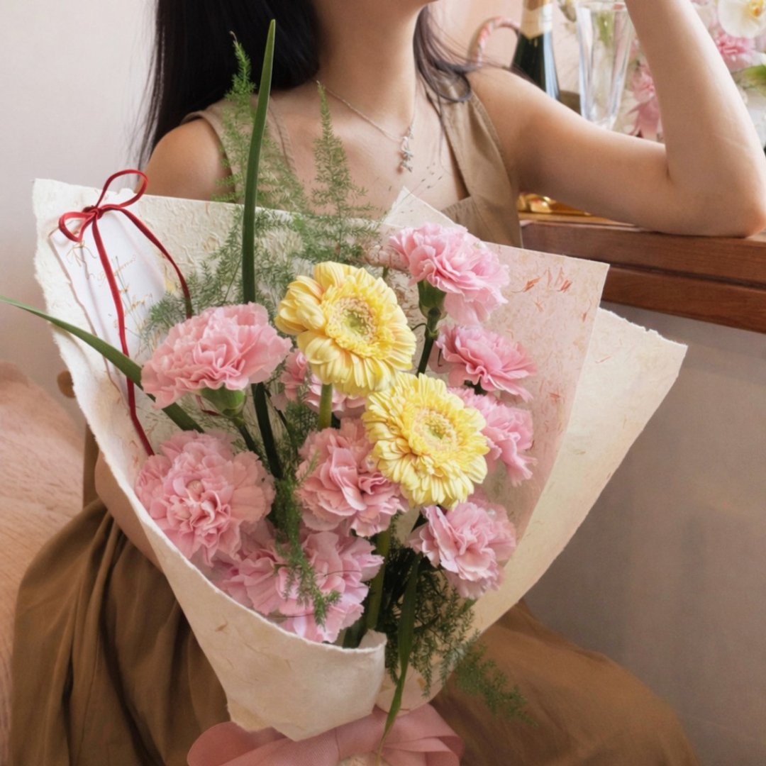 2026 母亲节系列 精致康乃馨花束 - 干燥花/捧花 - 植物．花 