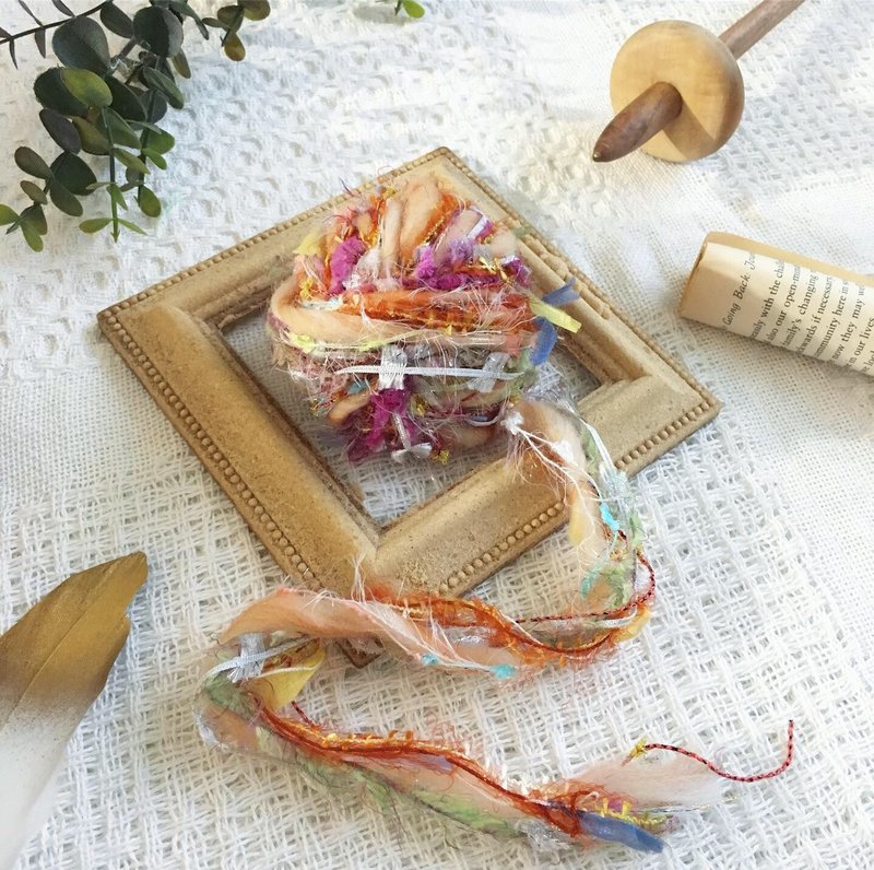 创意手纺混合线材-E  (185cm) - 编织/刺绣/羊毛毡/裁缝 - 羊毛 橘色