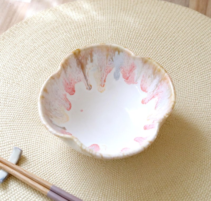 秋色纹样四叶小钵 - 碗 - 陶 红色