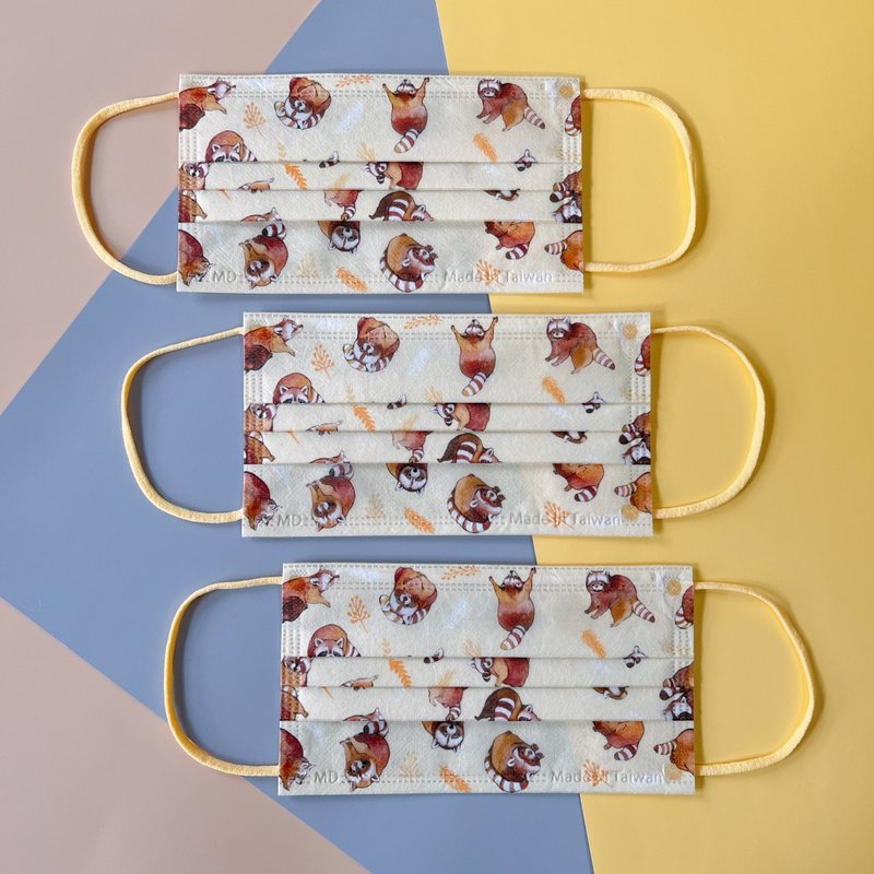 yudamask 小浣熊 平面医用口罩/成人 - 口罩 - 聚酯纤维 黄色