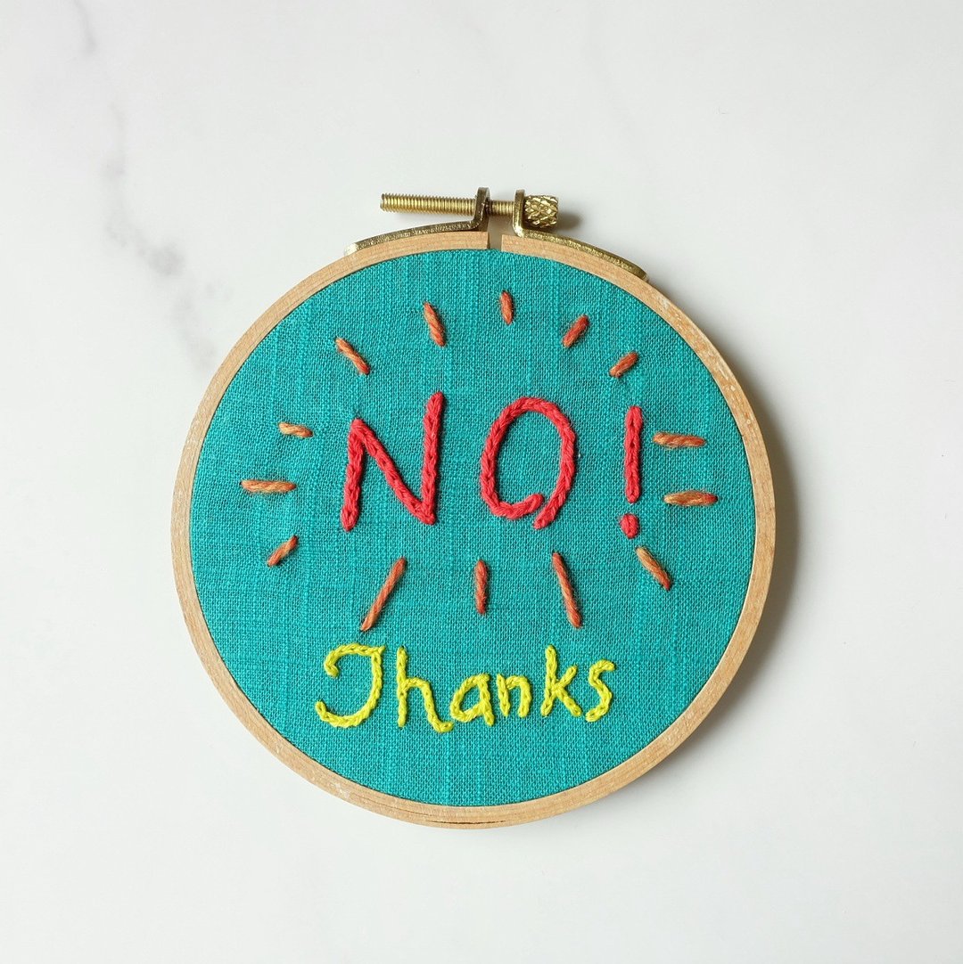 CaCa Crafts | 手工刺绣 Thanks NO! 装饰 - 摆饰 - 绣线 绿色
