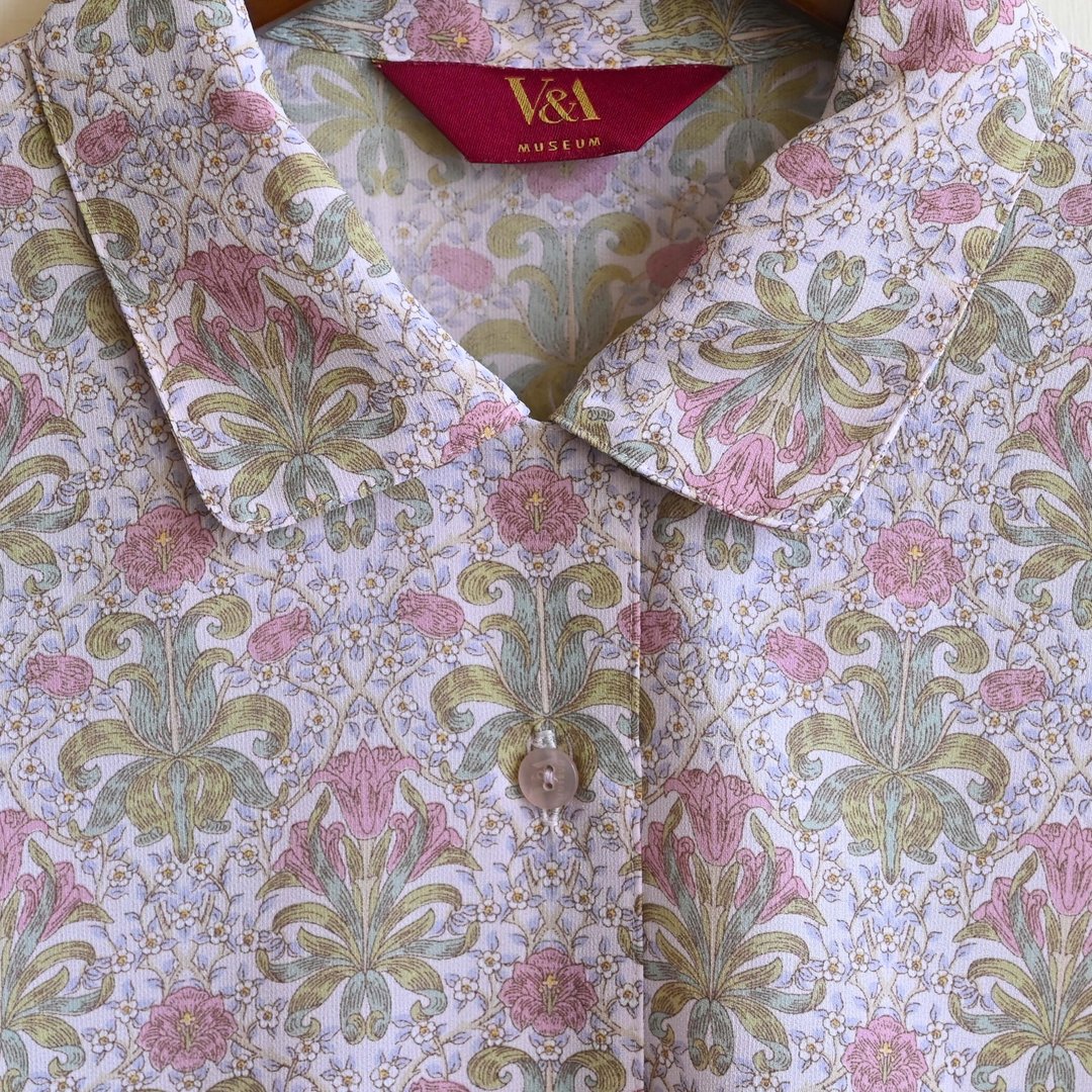 【蛋植物古着】V&A 威廉莫里斯William Morris印花古着衬衫 - 女装衬衫 - 其他人造纤维 