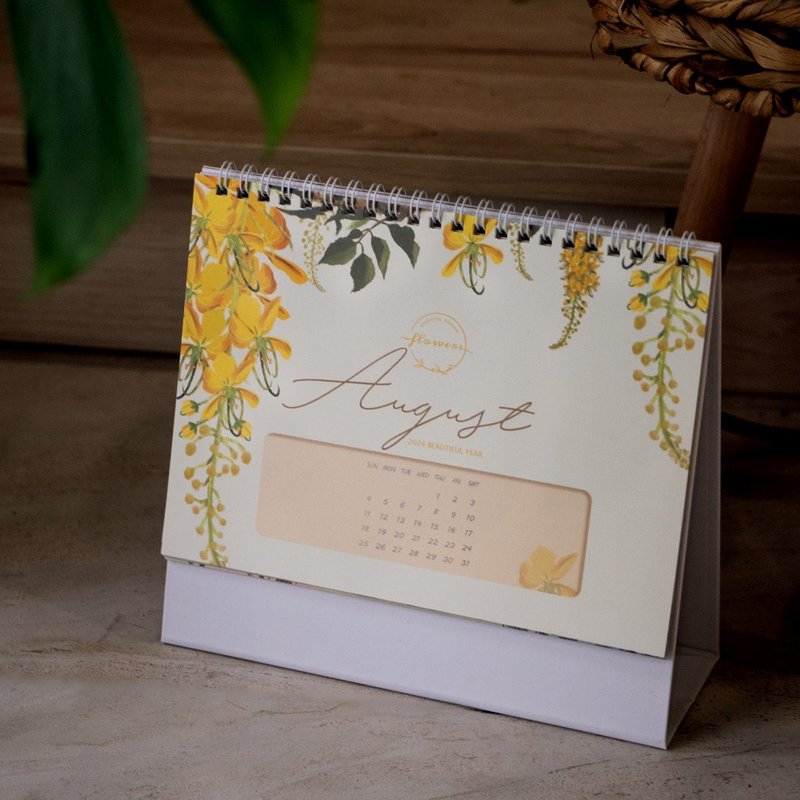 2024桌历-花开四季-花卉桌历-精美盒装-交换礼物 - 年历/台历 - 纸 绿色