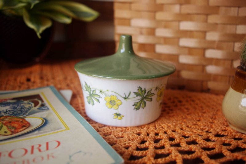 北欧杂货-挪威制特殊造型罐Vintage Figgjo Flint FF Tureen Dish pottery Made in Norway - 茶具/茶杯 - 瓷 绿色