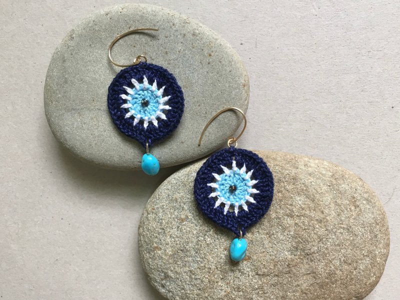 耳饰 • 落泪的梅杜莎 • 天然土耳其石 - 耳环/耳夹 - 宝石 蓝色