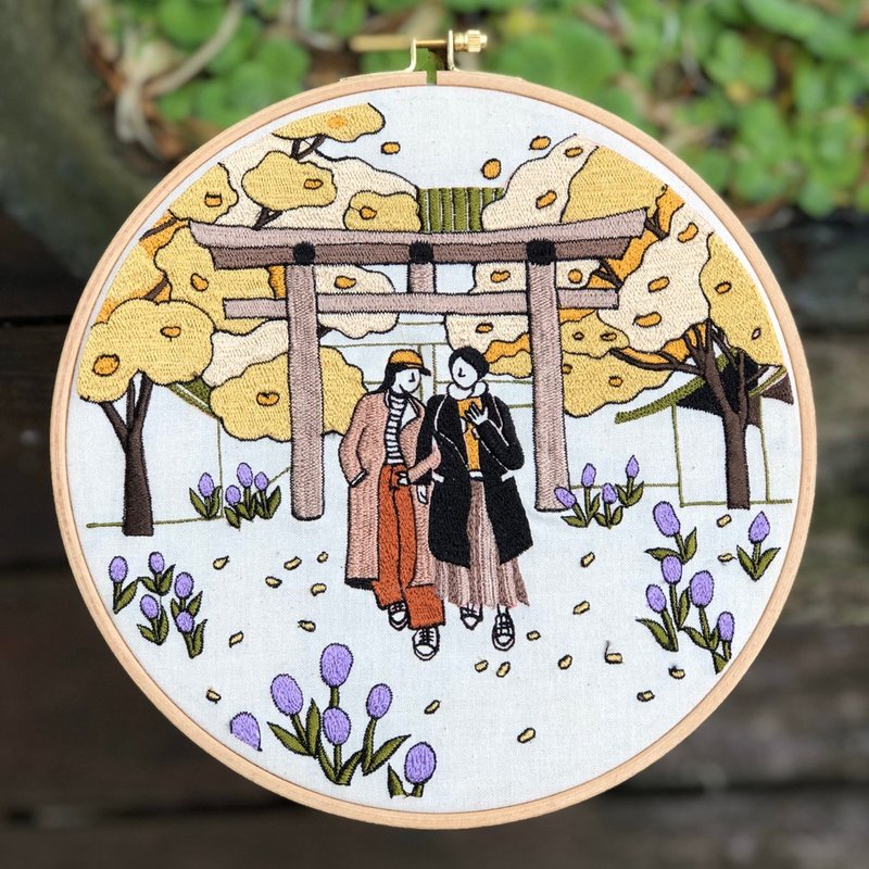 明治神宫-定制化刺绣21X21CM - 其他 - 棉．麻 白色