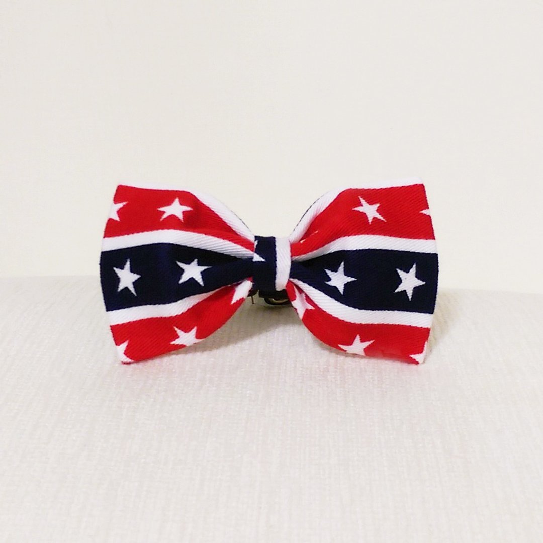 Ella Wang Design Bowtie 宠物 领结 蝴蝶结 猫 狗 英伦 英国 国旗 星星 - 项圈/牵绳 - 其他材质 红色