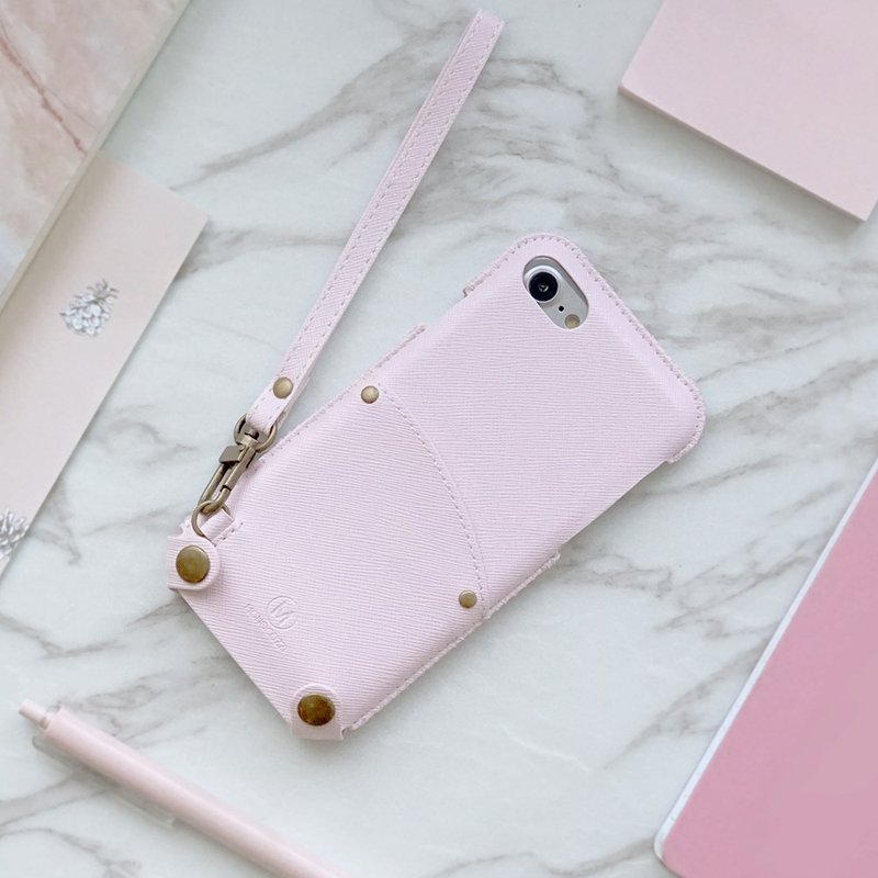 POSH | 软皮手机套(附送手带) - IPHONE SE/8/7 - 珊瑚色 - 手机壳/手机套 - 人造皮革 粉红色