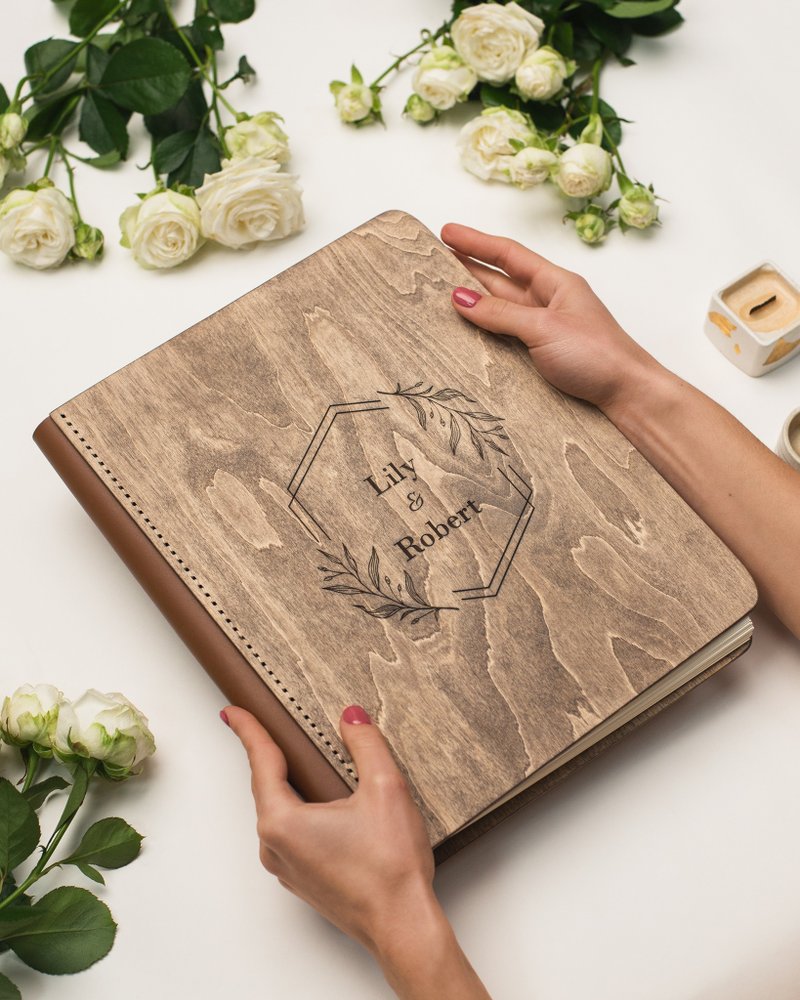 留言簿創意 剪貼簿相冊 伴娘禮物 時尚獨特的相冊 - 笔记本/手帐 - 木头 咖啡色