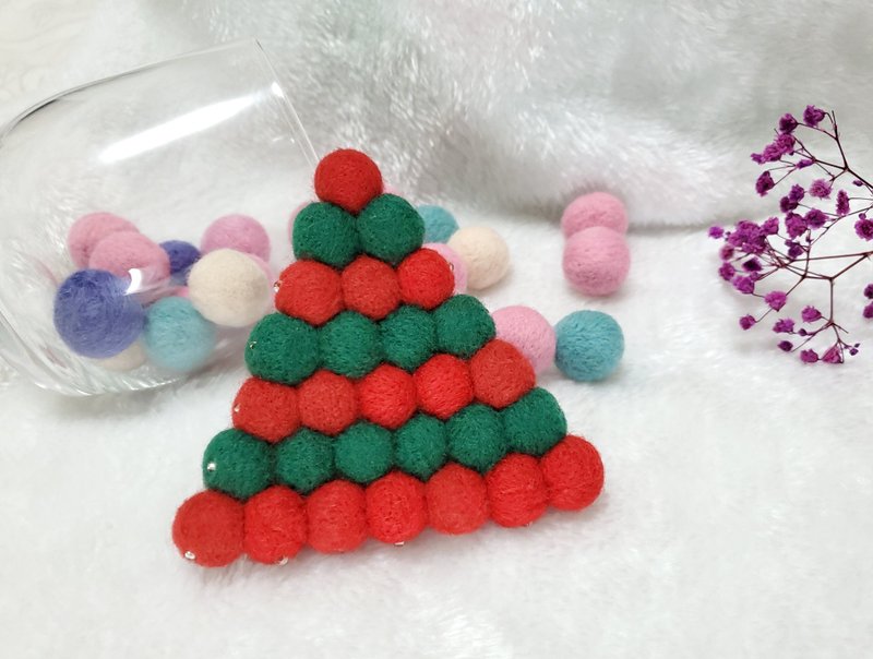 耶诞意象羊毛毡杯垫 三角形系列 - 杯垫 - 羊毛 多色