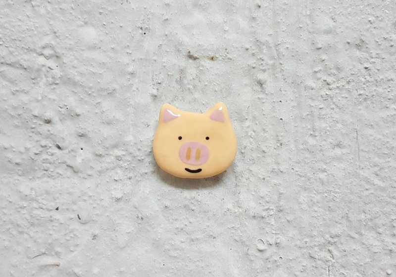 小猪  陶瓷别针 - 胸针 - 陶 橘色