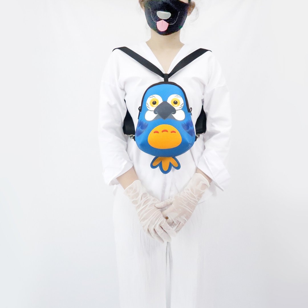 Macaw mini backpack , crossbody bag,hand painted backpack for animals lovers. - 后背包/双肩包 - 人造皮革 蓝色