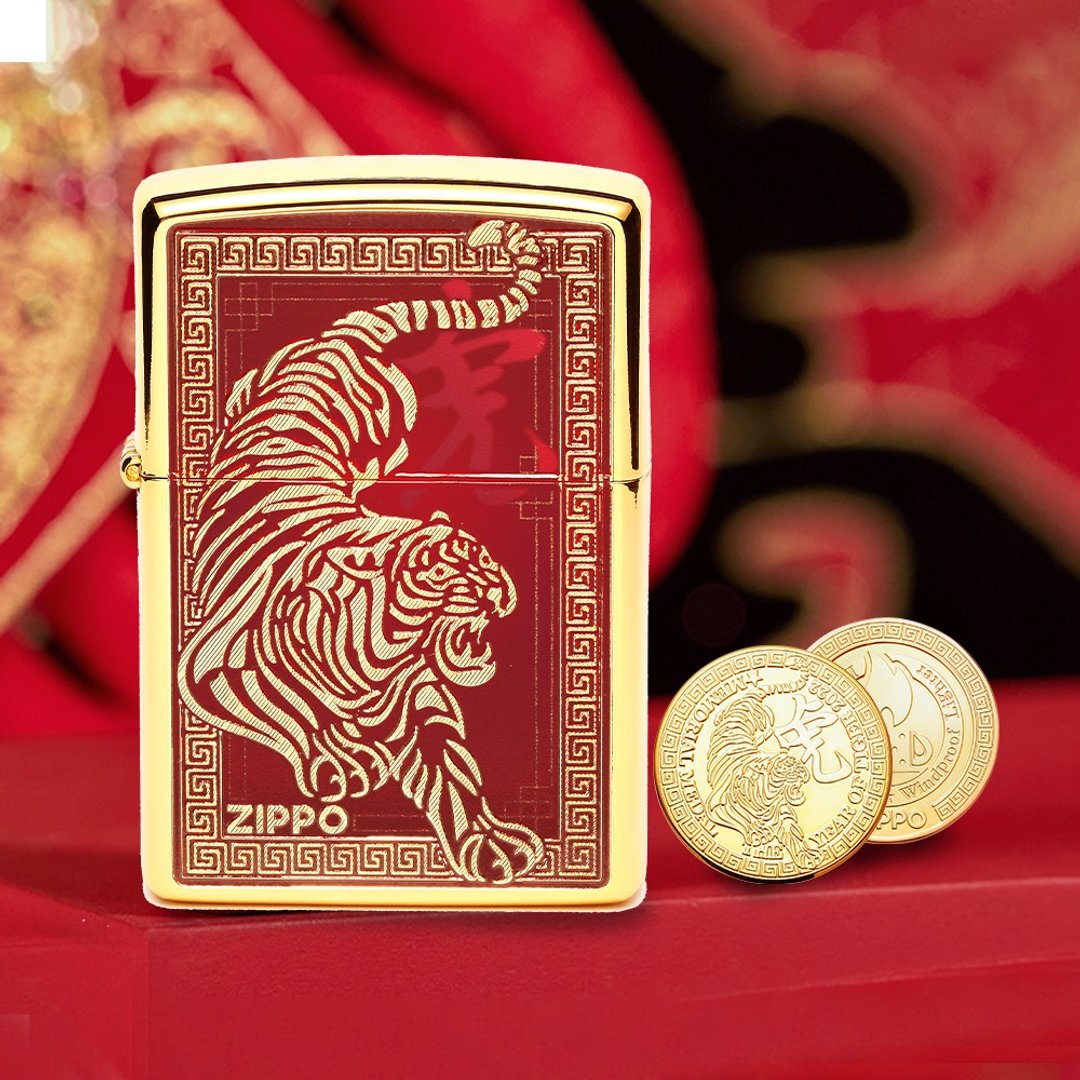 【ZIPPO官方旗舰店】虎年限量套装-虎跃新程(亚洲限量)防风打火机 - 其他 - 铜/黄铜 金色
