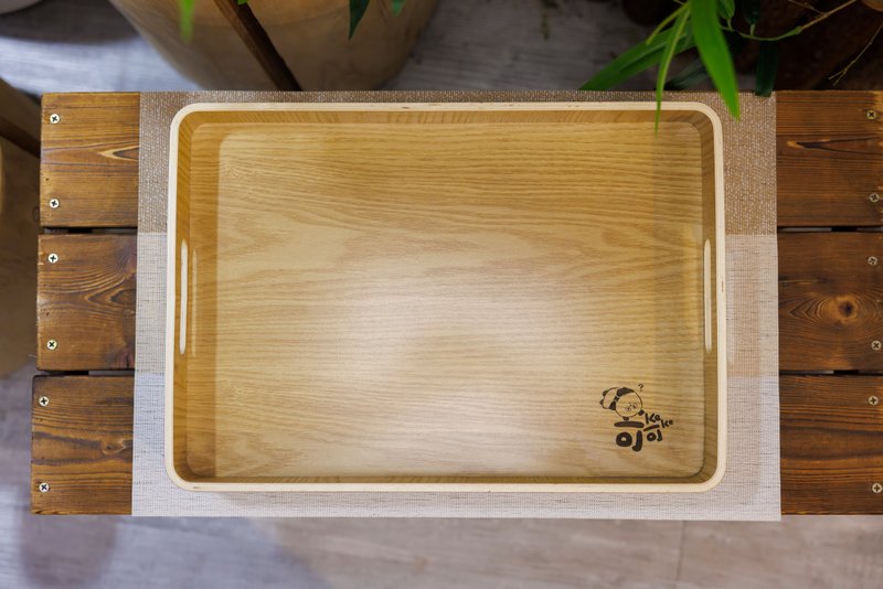 (海洋公园X岛屿制作 联乘系列) 水曲柳木有柄托盘 37*26 - 托盘/砧板 - 木头 金色