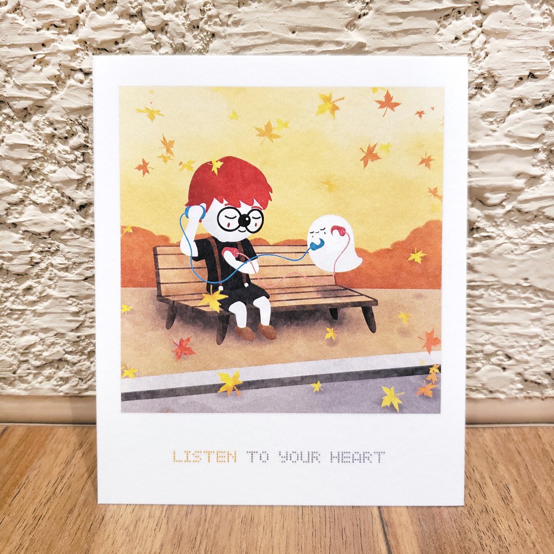 明信片 |  LISTEN TO YOUR HEART - 卡片/明信片 - 纸 橘色