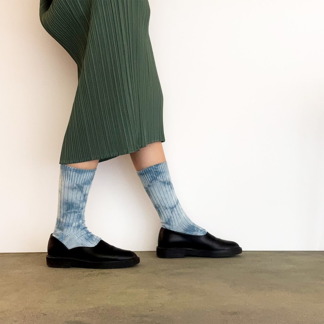 日本制造 靛蓝染色 JAPANBLUE INDIGO DYED SOCKS 厚罗纹针织 #2 - 袜子 - 棉．麻 